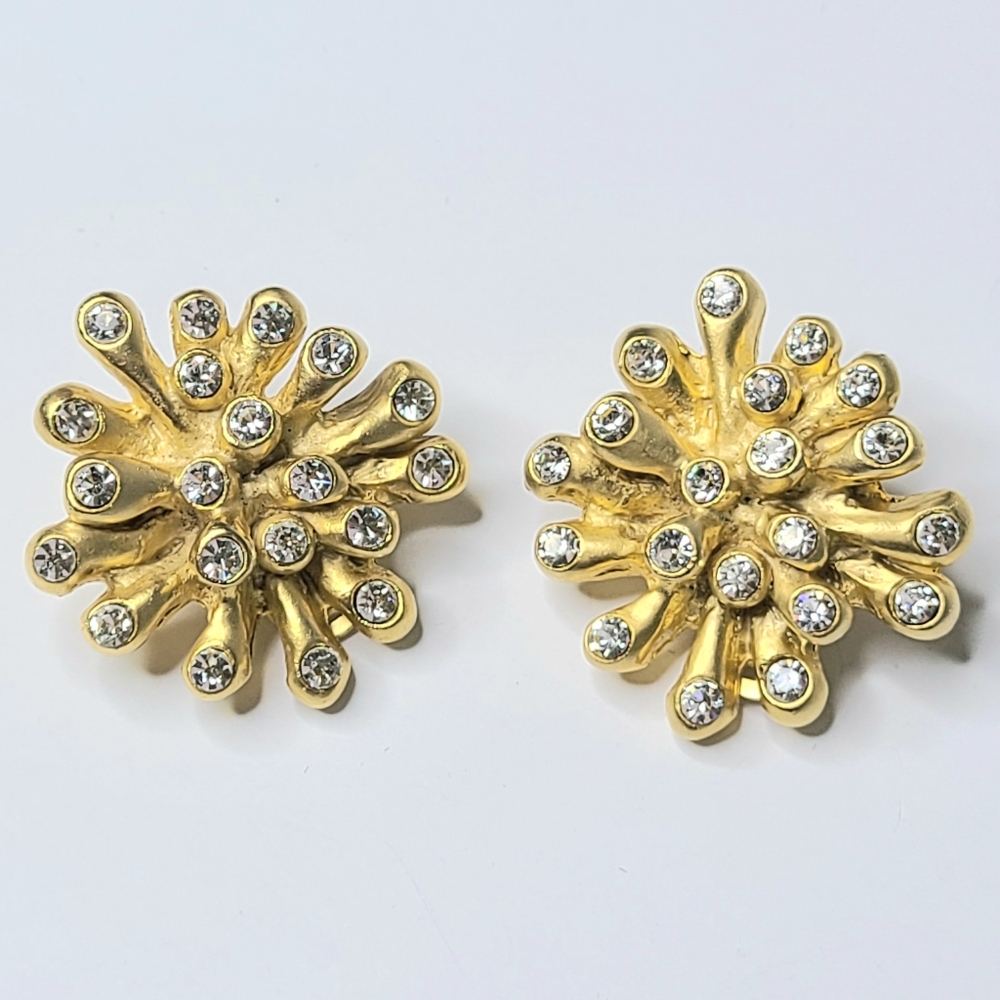 Norma Jean NJ Gold Tone Starburst Vintage Clip-On Earrings